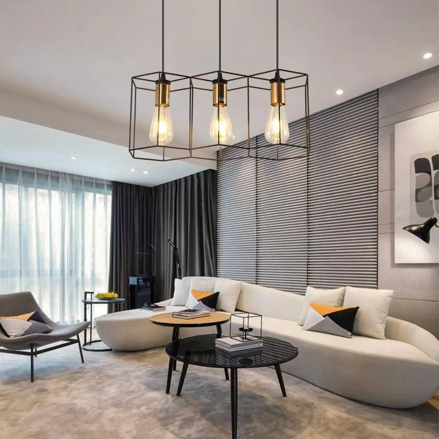 Industrial Hexagon Pendant Light G9 LED Black 35-Light