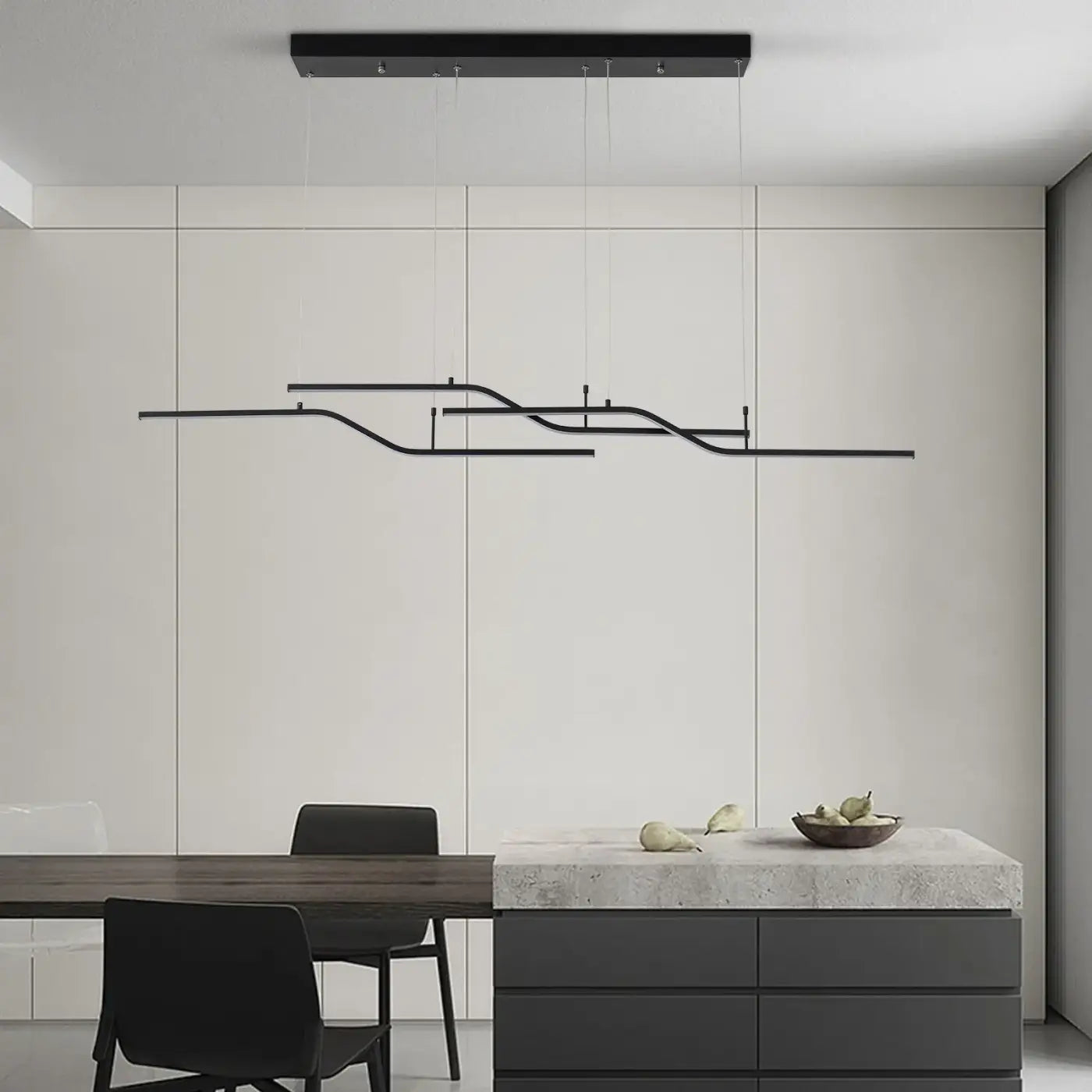 4-Light Linear LED Pendant Light E27 Black 131cm Bar