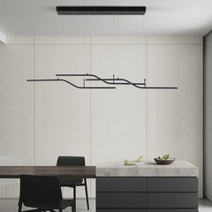 4-Light Linear LED Pendant Light E27 Black 131cm Bar