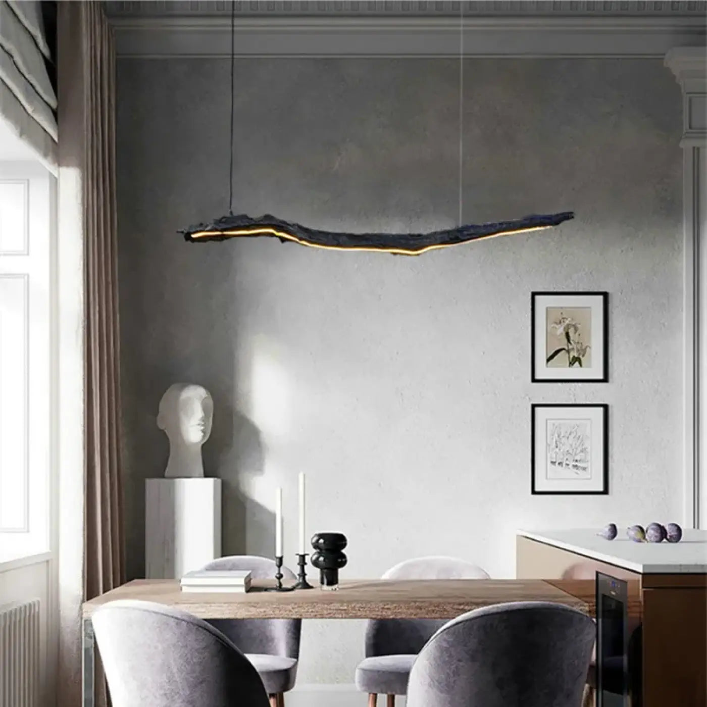 Sculptural Organic LED Pendant Light E27 Dimmable Black S/M