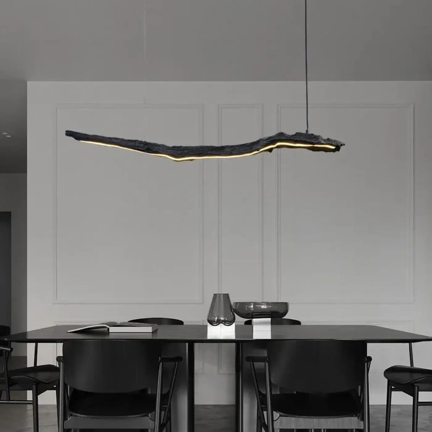Sculptural Organic LED Pendant Light E27 Dimmable Black S/M