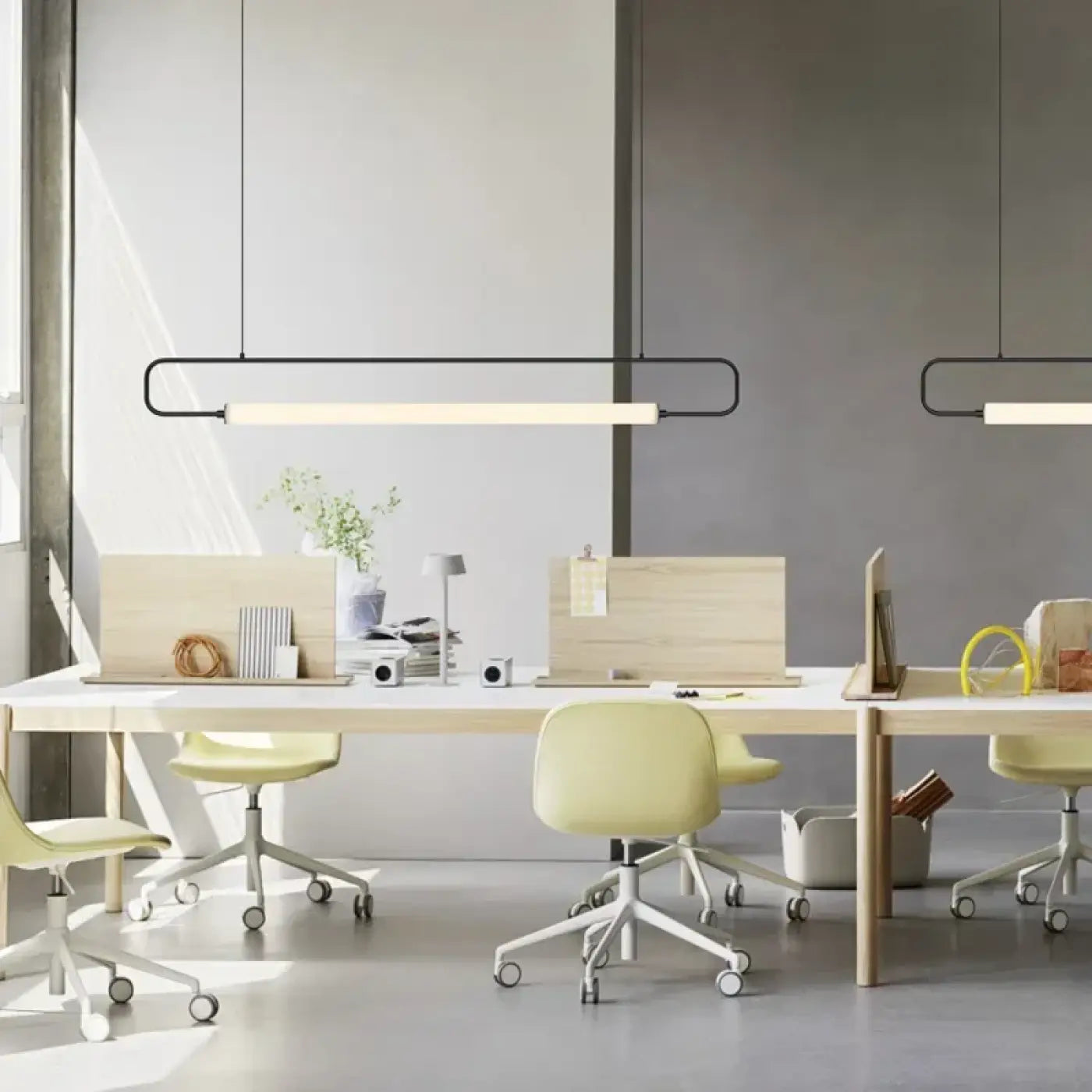 Linear Bar Pendant Light Black Metal Acrylic Bulb Included S/M/L