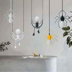 Novelty Spider Figure Pendant Light E27 Metal Black White Yellow