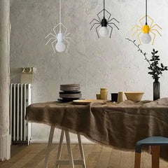 Novelty Spider Figure Pendant Light E27 Metal Black White Yellow
