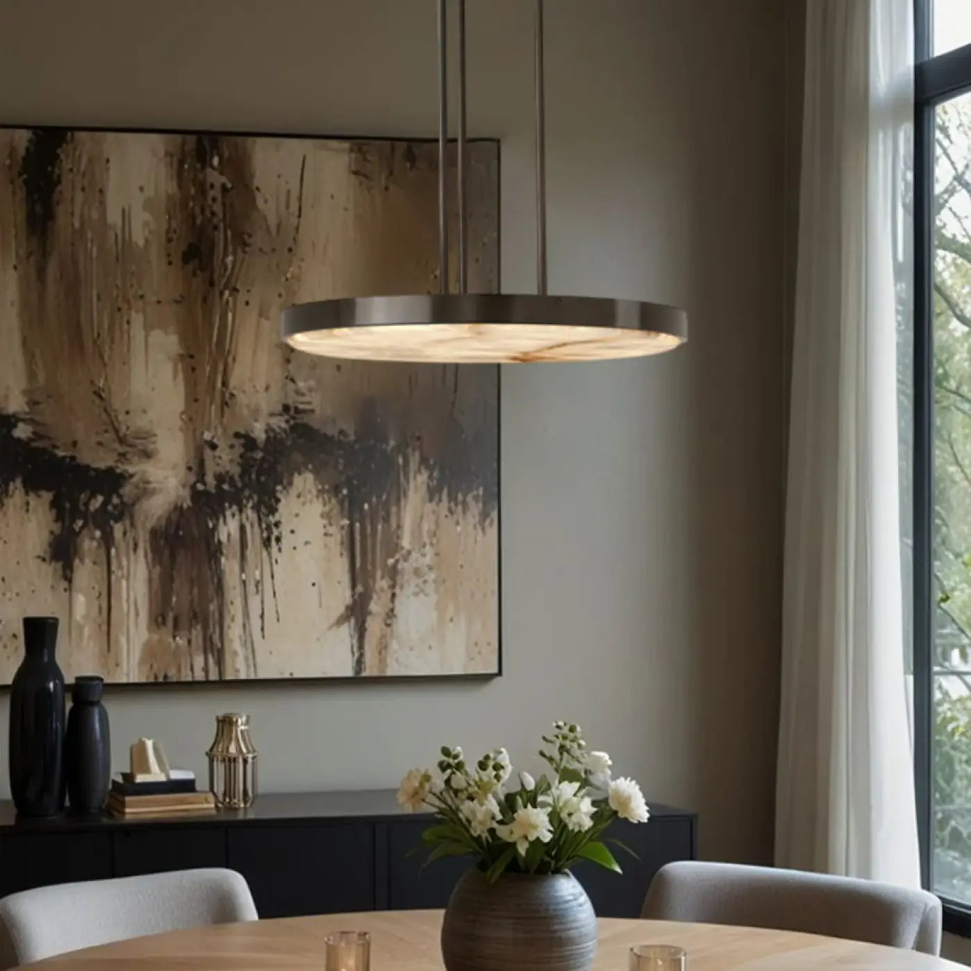Marble & Metal Pendant Light LED IP65 — Gold & Black, S to XL
