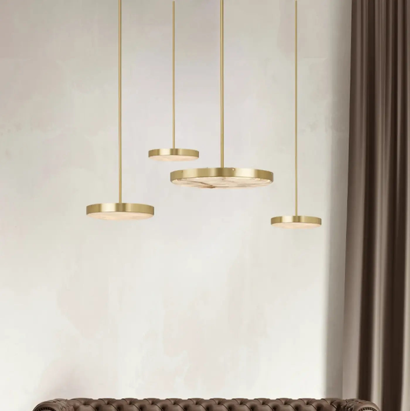 Marble & Metal Pendant Light LED IP65 — Gold & Black, S to XL