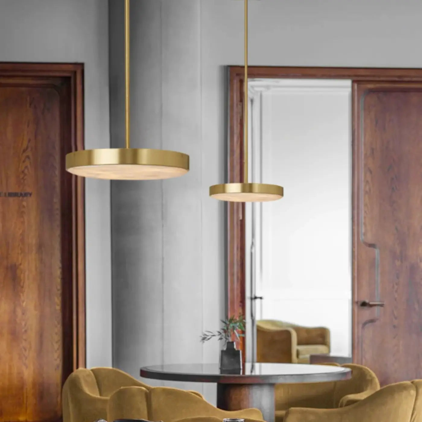 Marble & Metal Pendant Light LED IP65 — Gold & Black, S to XL