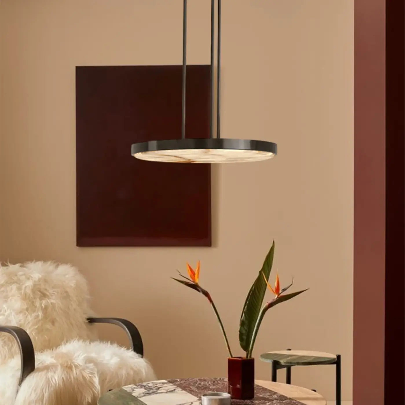 Marble & Metal Pendant Light LED IP65 — Gold & Black, S to XL