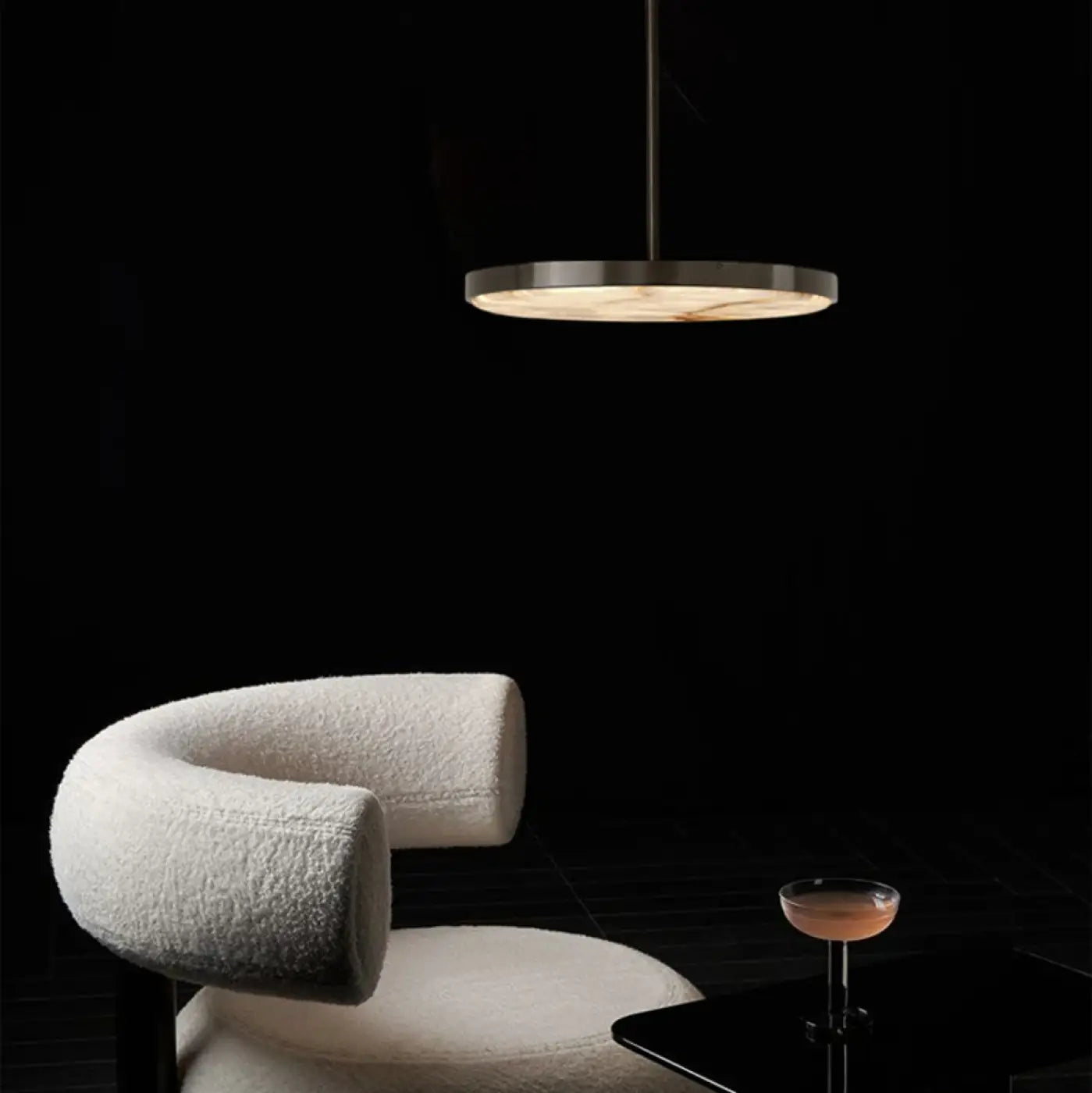 Marble & Metal Pendant Light LED IP65 — Gold & Black, S to XL