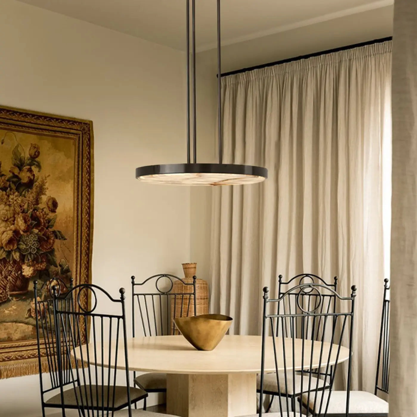 Marble & Metal Pendant Light LED IP65 — Gold & Black, S to XL
