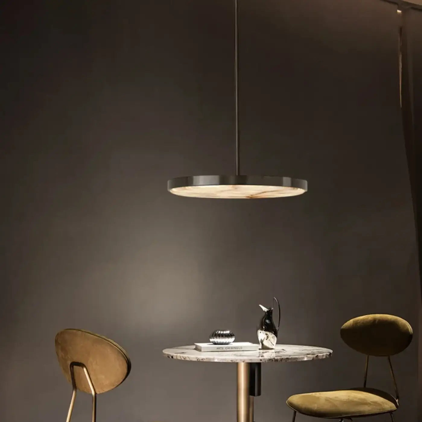 Marble & Metal Pendant Light LED IP65 — Gold & Black, S to XL