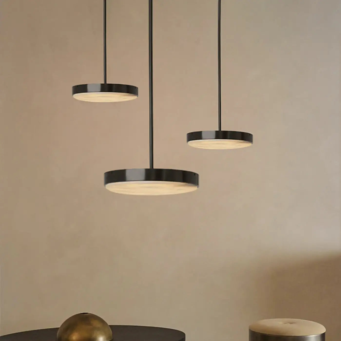 Marble & Metal Pendant Light LED IP65 — Gold & Black, S to XL