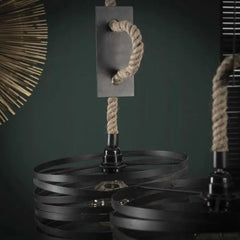 Industrial Ribbon Pendant Light 3 Slate Grey Metal Shades E27 Ø122cm
