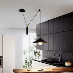 Minimalist Metal Pendant Light E27 Black White Adjustable Cable S/M/L