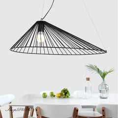 Conical Metal Pendant Light Black Acrylic Bulb Included S/M