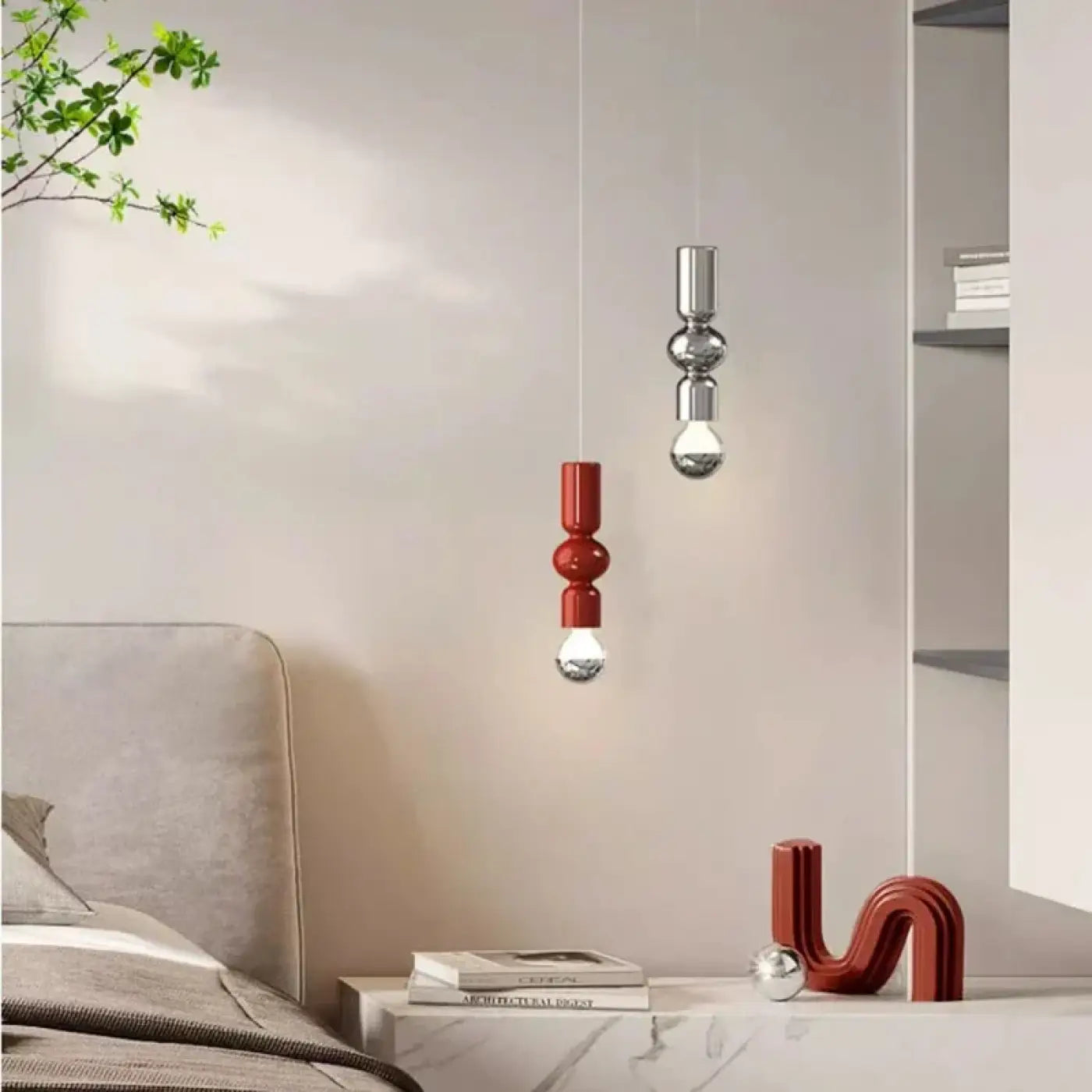 Minimalist Metal Pendant Light 6W LED — Red, Green or Silver, Dimmable Option