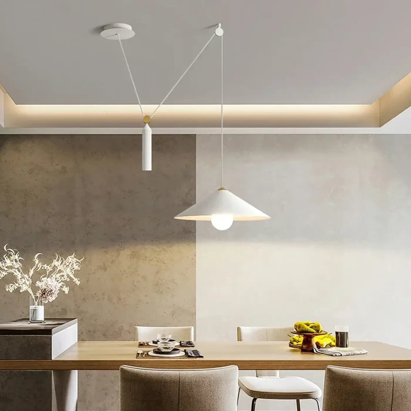 Conical Shade Pendant Light E27 Ø42cm — Black or White, 3 Colour Temperatures