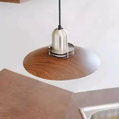 Modern Wood Metal Pendant Light E27 LED Brown 3 Colour Temps