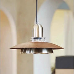 Modern Wood Metal Pendant Light E27 LED Brown 3 Colour Temps