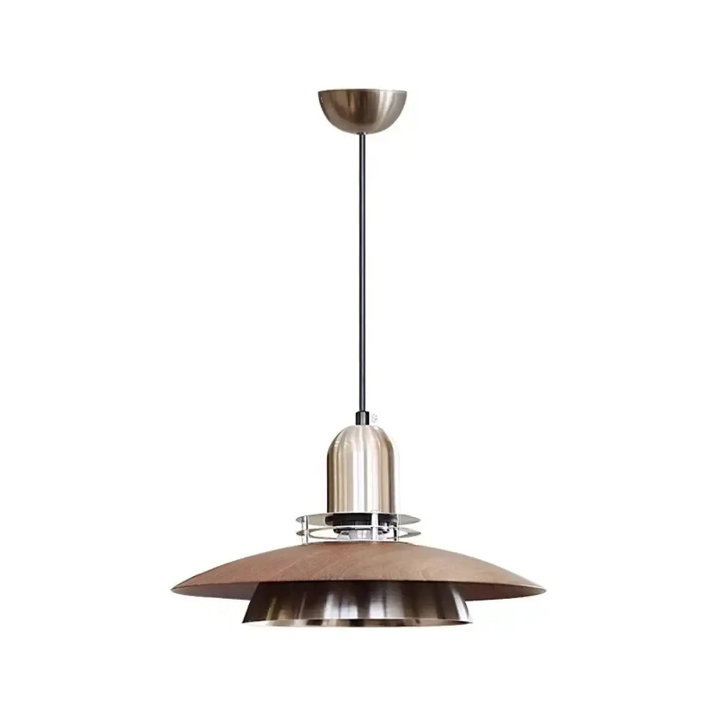 Modern Wood Metal Pendant Light E27 LED Brown 3 Colour Temps