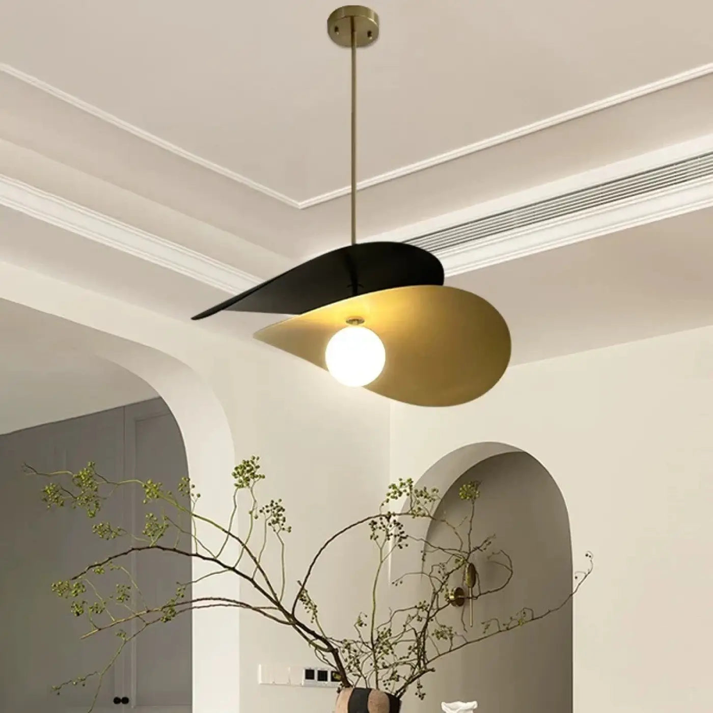 Modern Black Brass Minimalist Pendant Light E27 — S/M