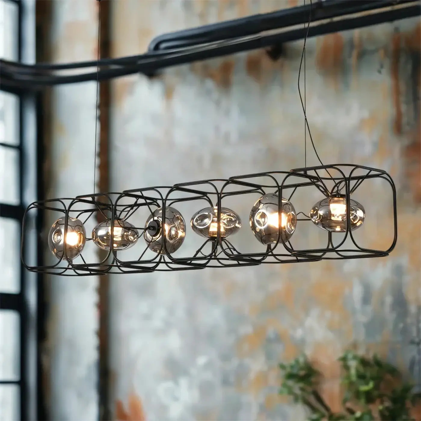 Honeycomb Metal Bar Pendant Light Integrated LED Dimmable Black