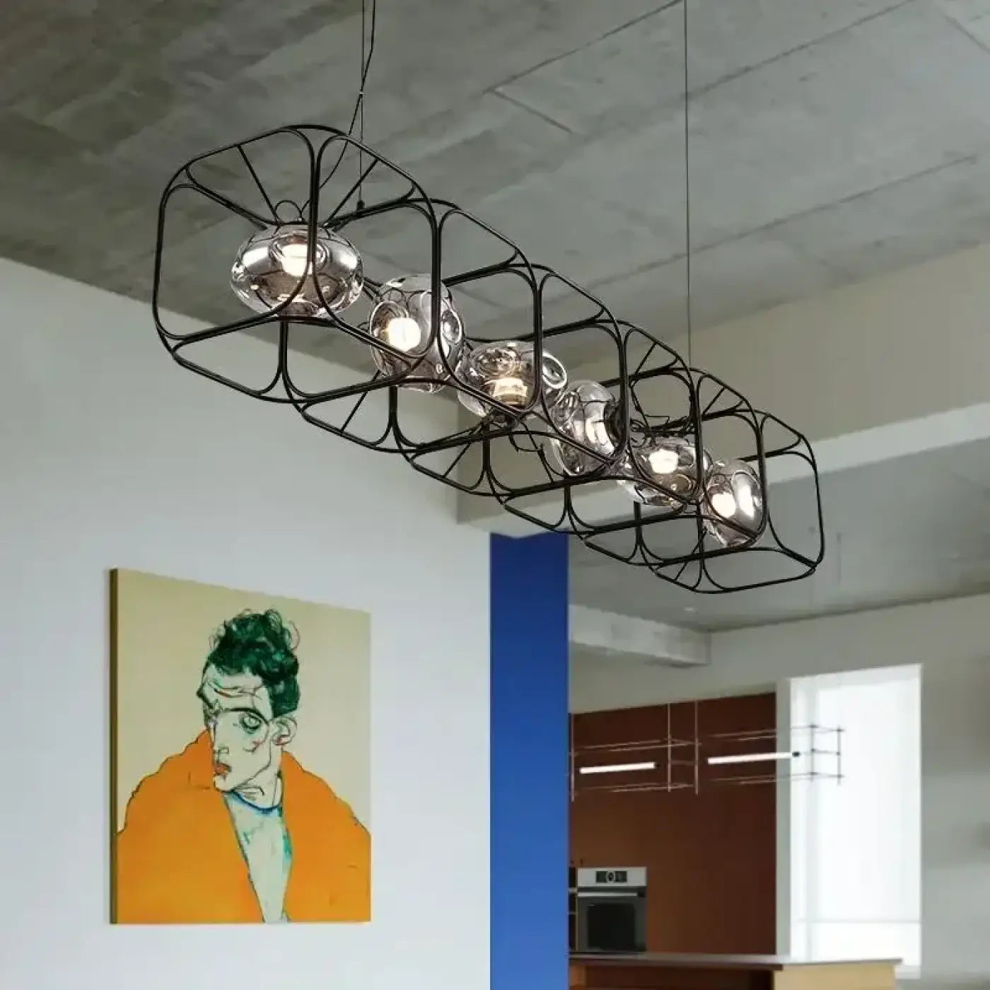 Honeycomb Metal Bar Pendant Light Integrated LED Dimmable Black