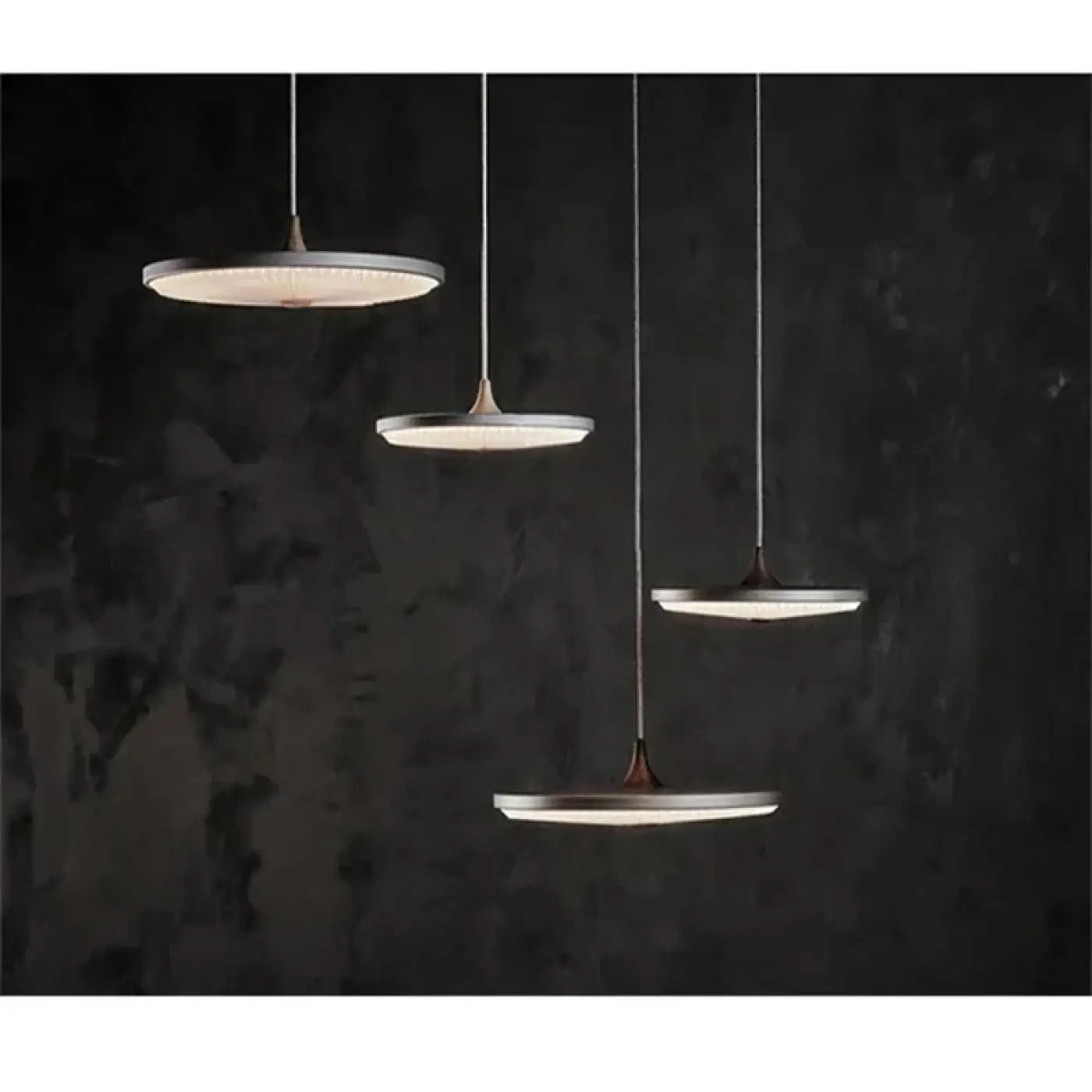 Round Pendant Light Metal Acrylic E27 IP65 Black White