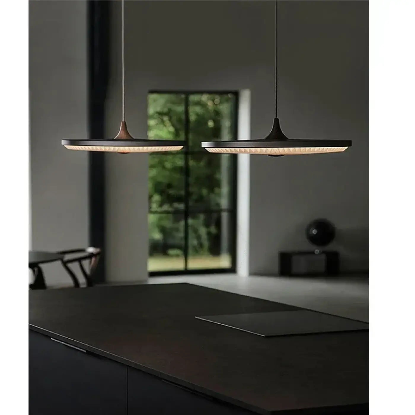 Round Pendant Light Metal Acrylic E27 IP65 Black White
