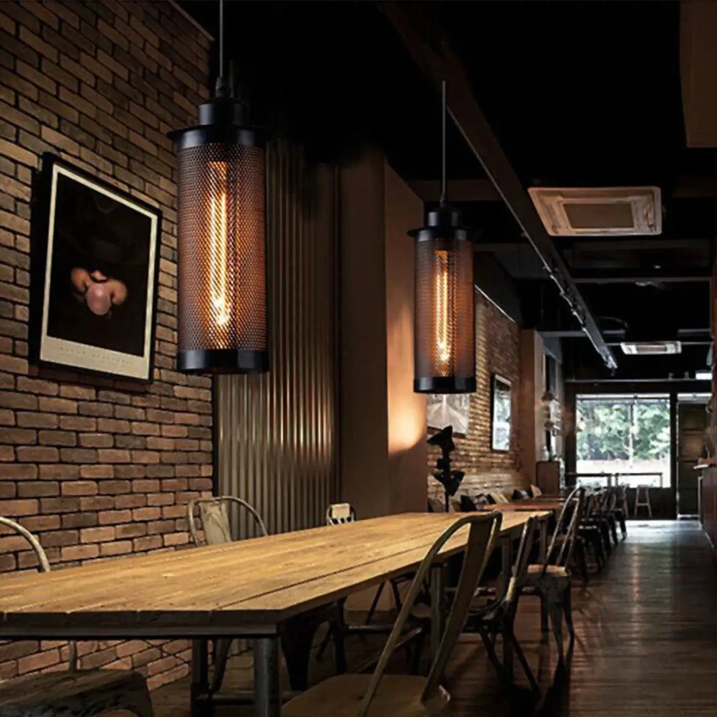 Industrial Vintage Black Pendant Light E27 — Rectangular 22×10cm, 3000K LED Included