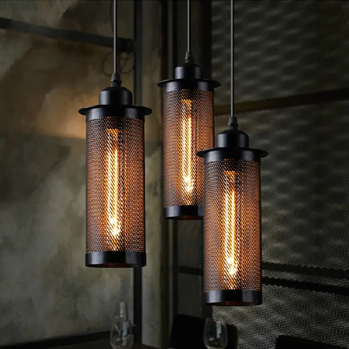 Industrial Vintage Black Pendant Light E27 — Rectangular 22×10cm, 3000K LED Included