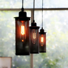 Industrial Vintage Black Pendant Light E27 — Rectangular 22×10cm, 3000K LED Included