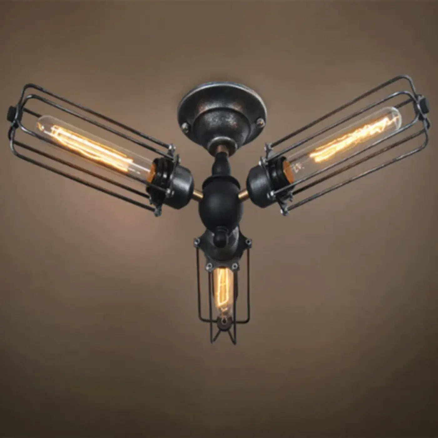Industrial Vintage Glass Pendant Light E27 Black Metal S/M