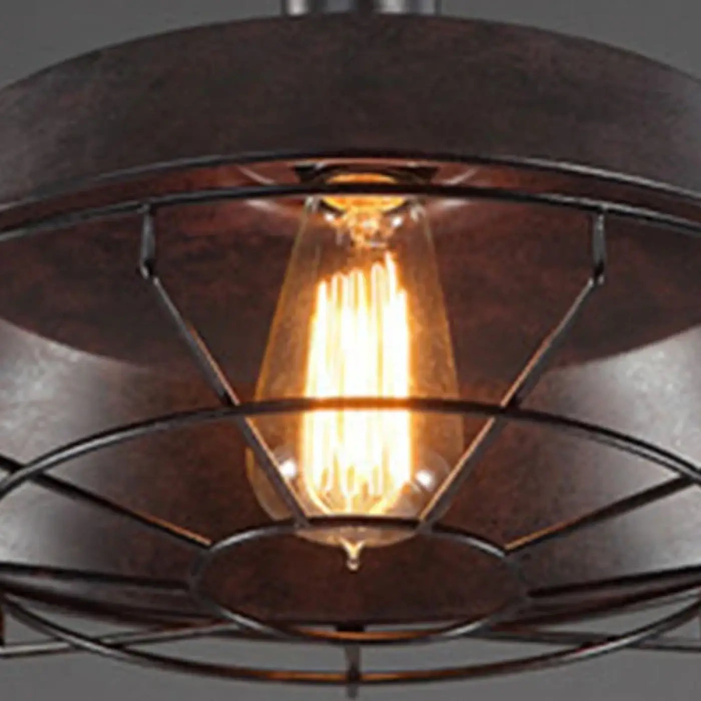 Flat Bell Industrial Pendant Light E27 Metal Brown Black Bronze 28cm