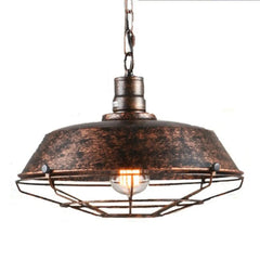 Flat Bell Industrial Pendant Light E27 Metal Brown Black Bronze 28cm