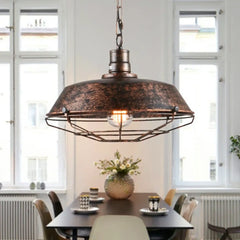 Flat Bell Industrial Pendant Light E27 Metal Brown Black Bronze 28cm