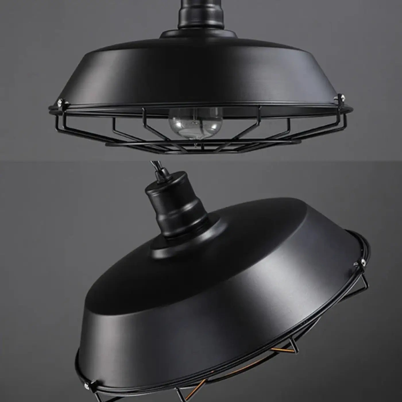 Flat Bell Industrial Pendant Light E27 Metal Brown Black Bronze 28cm
