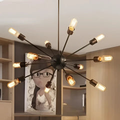 Industrial Sputnik Metal Pendant Light E27 Black 12 to 20 Arms