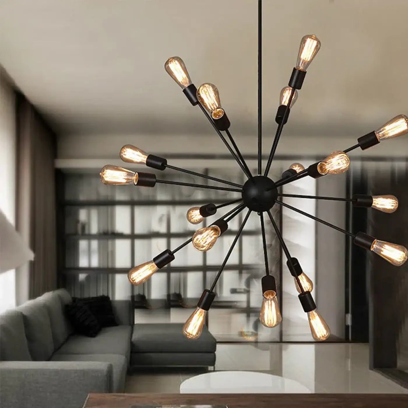 Industrial Sputnik Metal Pendant Light E27 Black 12 to 20 Arms