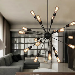 Industrial Sputnik Metal Pendant Light E27 Black 12 to 20 Arms