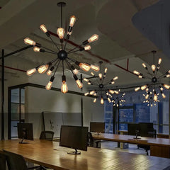 Industrial Sputnik Metal Pendant Light E27 Black 12 to 20 Arms