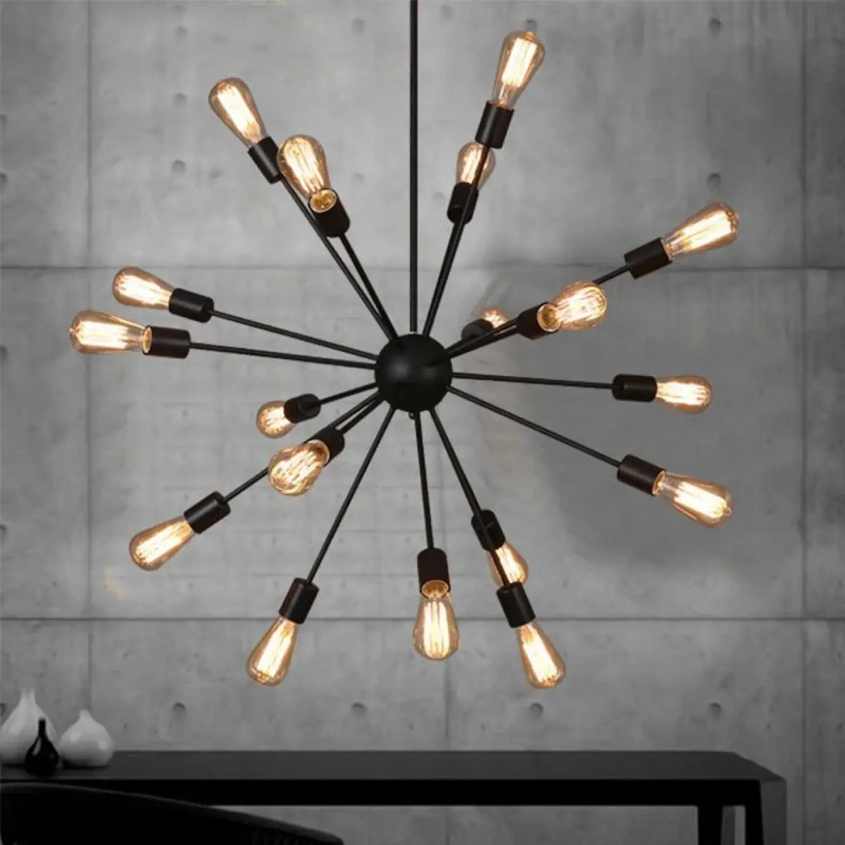 Industrial Sputnik Metal Pendant Light E27 Black 12 to 20 Arms