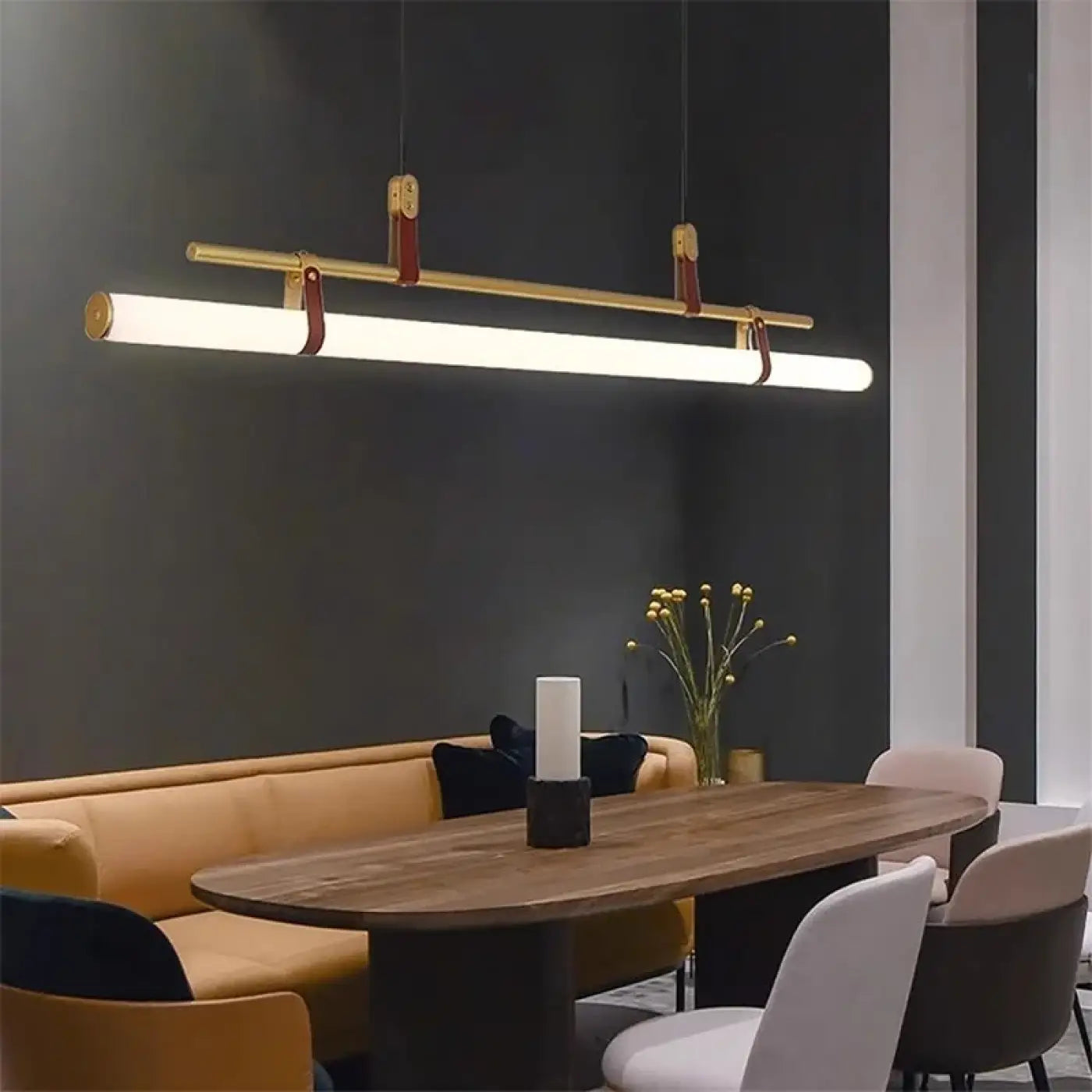 Linear LED Tube Pendant Light G4 Black Gold S M L