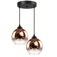 Amber Glass Vintage Pendant Light E27 Metal Frame