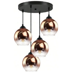 Amber Glass Vintage Pendant Light E27 Metal Frame