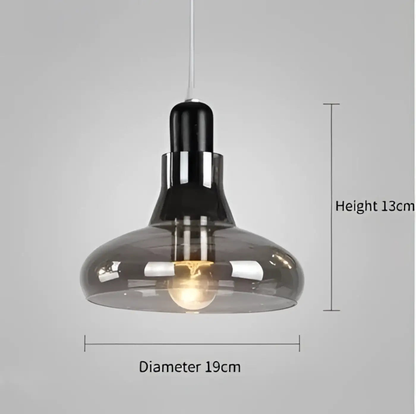 Smoked Glass Pendant Light E27 Modern Industrial 4 Shapes