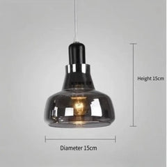 Smoked Glass Pendant Light E27 Modern Industrial 4 Shapes
