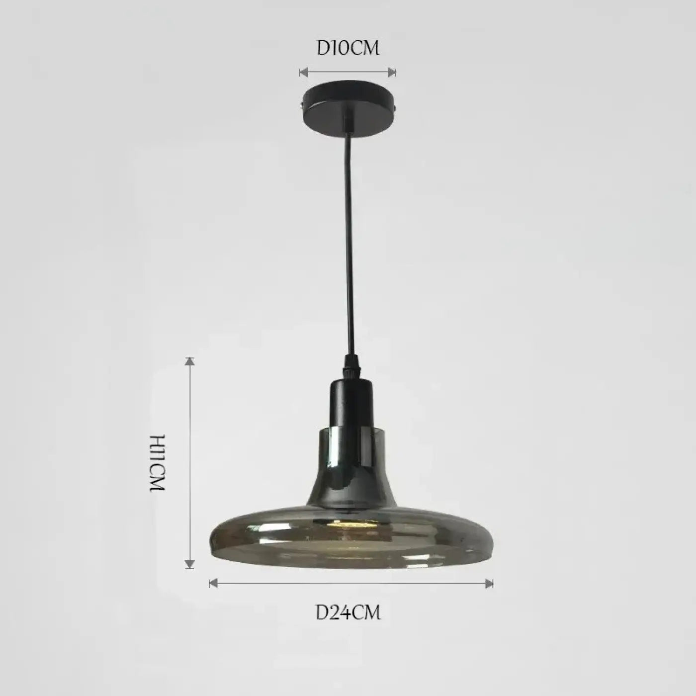 Smoked Glass Pendant Light E27 Modern Industrial 4 Shapes