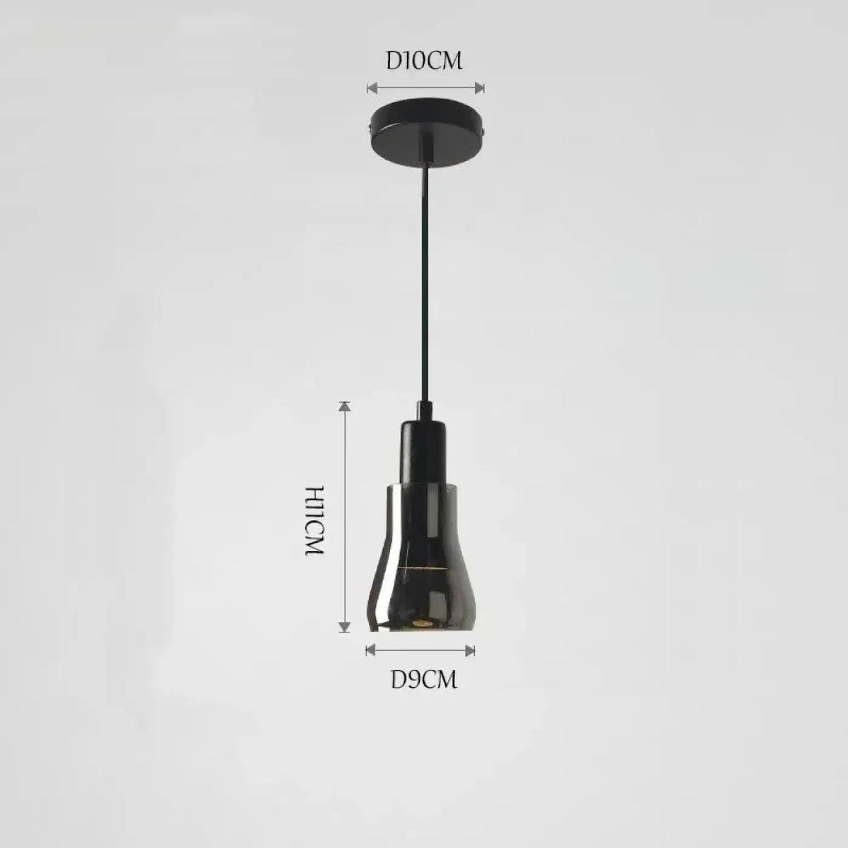 Smoked Glass Pendant Light E27 Modern Industrial 4 Shapes