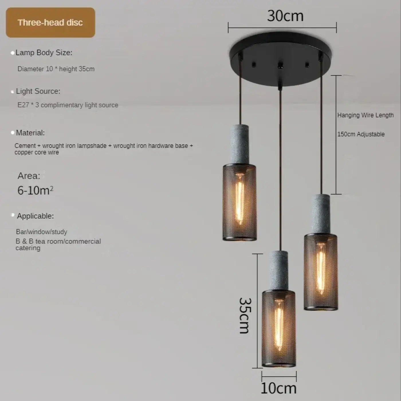 Industrial Loft Glass Pendant Light E27 Black Metal 8 Shapes